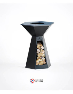 Brasero hexagonal Ø 85 cm sur pied - Noir - Agape - Hexagone