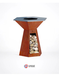 Brasero hexagonal Ø 105 cm sur pied - Acier Corten - Festin - Hexagone
