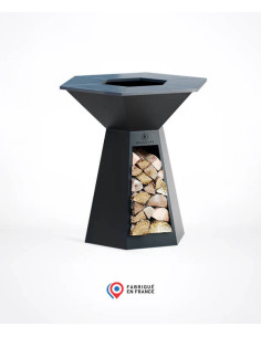 Brasero hexagonal Ø 105 cm sur pied - Noir - Festin - Hexagone
