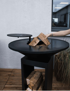 Brasero rond Ø 96 cm sur meuble ouvert - Noir - Origine.R 96 Noir - Oyat 2