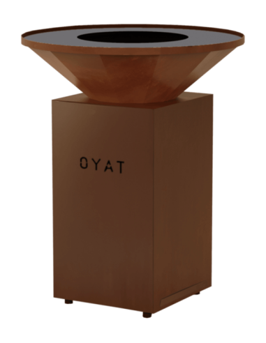 Brasero plancha rond Ø 82 cm sur meuble fermé - Acier Corten - Origine 82 Cognac - Oyat