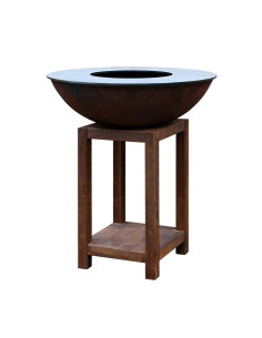 Brasero rond Ø84 sur meuble - Corten - Montabile petit - Quoco