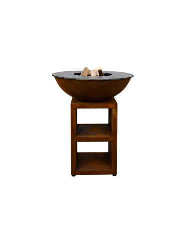 Brasero rond Ø84 sur meuble - Corten - Piatto Moyen - Quoco