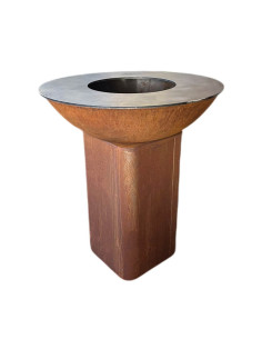 Brasero rond Ø72 cm sur socle fermé - Corten - Curvo Petit - Quoco