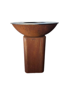 Brasero rond Ø84 cm sur socle fermé - Corten - Curvo Moyen - Quoco 2