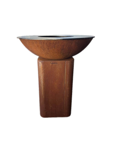 Brasero rond Ø84 cm sur socle fermé - Corten - Curvo Moyen - Quoco 2
