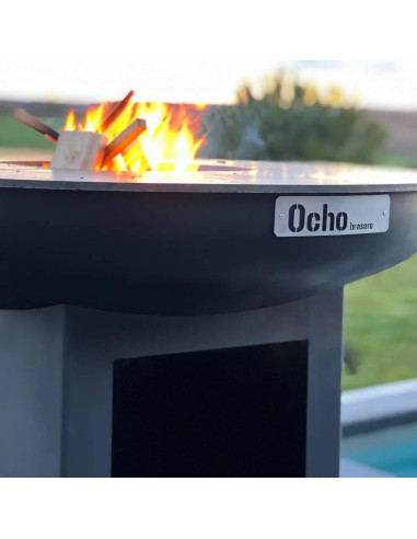 Brasero rond Ø 102 cm sur meuble - Noir - Ocho Brasero