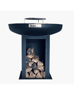 Brasero rond Ø 102 cm sur meuble - Noir - Ocho Brasero