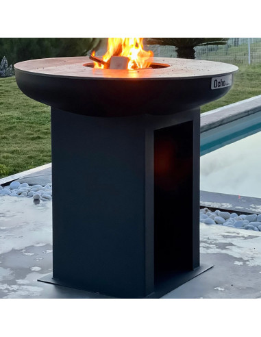 Brasero rond Ø 102 cm sur meuble - Noir - Ocho Brasero