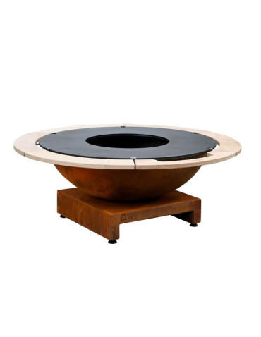 Brasero rond Ø 106 cm sur socle - Acier Corten - Piatto Basso+ - Moyen - Quoco