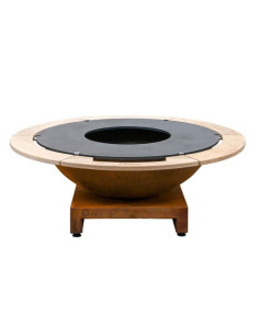 Brasero rond Ø 106 cm sur socle - Acier Corten - Piatto Basso+ - Moyen - Quoco 2