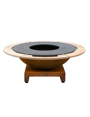 Brasero rond Ø 106 cm sur socle - Acier Corten - Piatto Basso+ - Moyen - Quoco 2