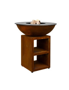 Brasero rond Ø 94 cm sur meuble - Acier Corten - Piatto - Large - Quoco