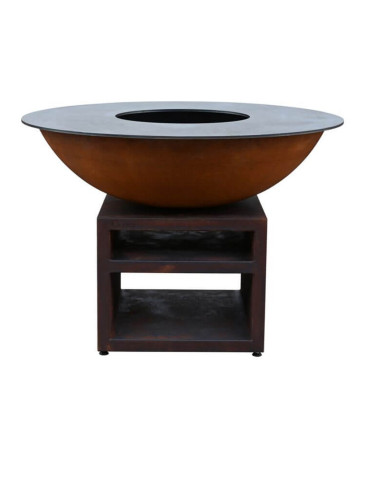 Brasero rond Ø 130 cm sur meuble - Acier Corten - Piatto - Extra Large - Quoco