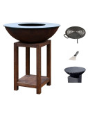 Pack brasero rond Ø 84 cm sur meuble - Acier Corten - Montabile - Moyen - Quoco