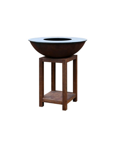 Pack brasero rond Ø 84 cm sur meuble - Acier Corten - Montabile - Moyen - Quoco