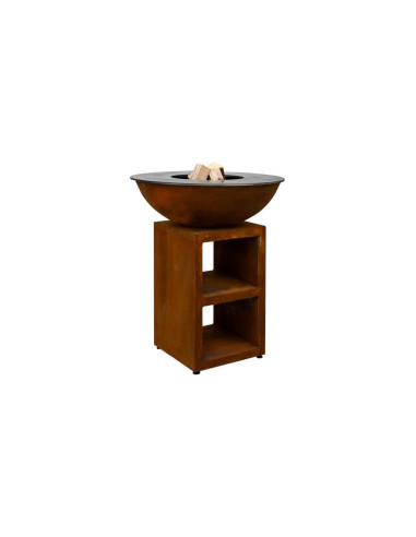 Pack brasero rond Ø 84 cm sur meuble - Acier Corten - Piatto - Moyen - Quoco