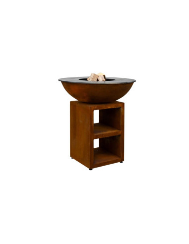 Pack brasero rond Ø 94 cm sur meuble - Acier Corten - Piatto - Large - Quoco