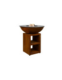 Pack brasero rond Ø 94 cm sur meuble - Acier Corten - Piatto - Large - Quoco