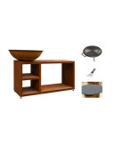Pack brasero rond Ø 84 cm sur table - Acier Corten - Tavolo - Moyen - Quoco