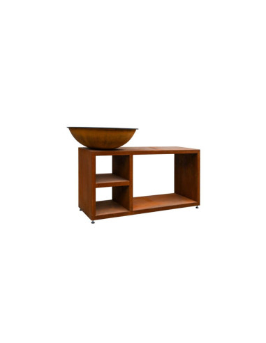 Pack brasero rond Ø 84 cm sur table - Acier Corten - Tavolo - Moyen - Quoco