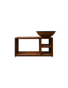 Brasero rond Ø 84 cm sur Table - Acier Corten - Quoco