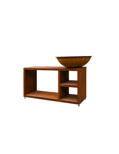 Brasero rond Ø 84 cm sur Table - Acier Corten - Quoco 2